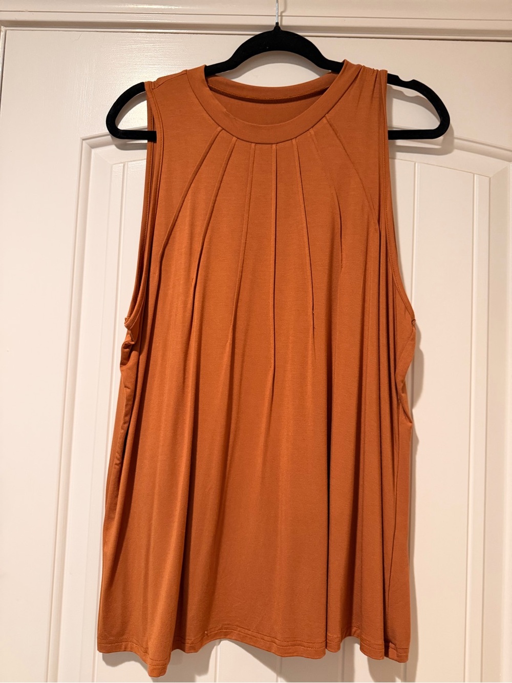 Source Unknown Rust Pleated Sleeveless Tank